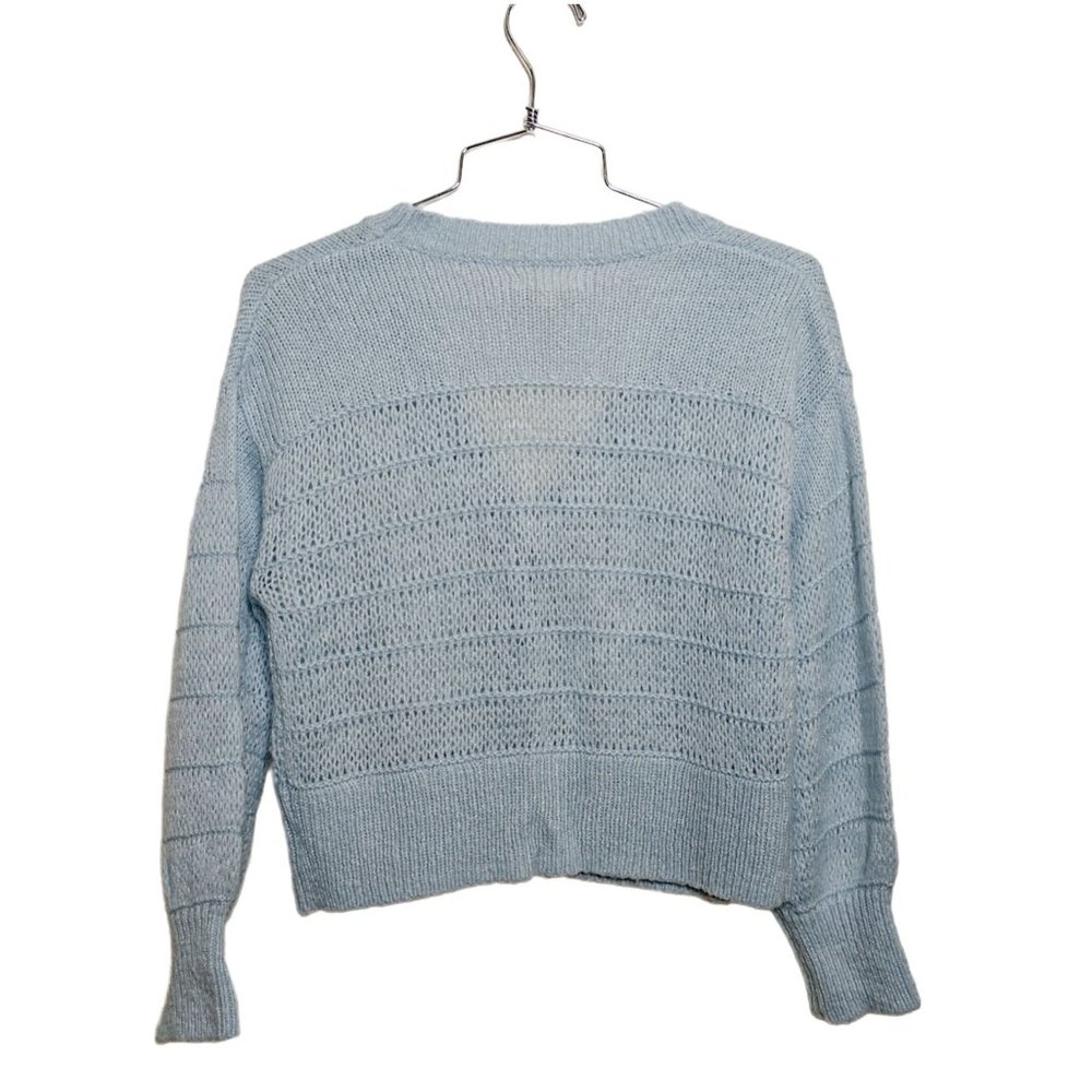Tucker + Tate Girls Med 8/10 Sweater Crop Knit Blue Acrylic Blend Button Front - Picture 2 of 4